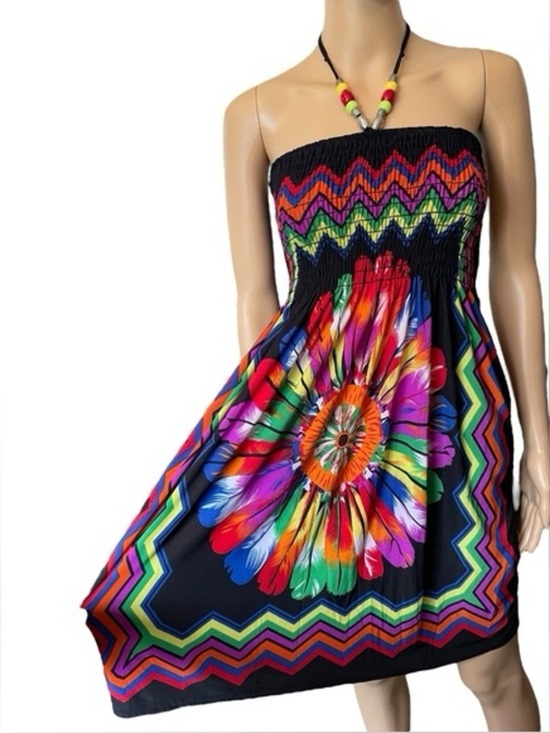Dresses & Skirts - Black Multicolor Strapless Floral Sundress